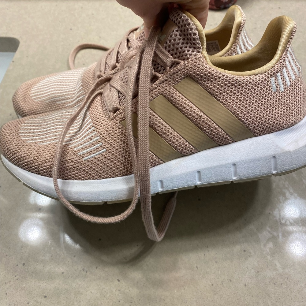Adidas Women's Beige and White Sneakers